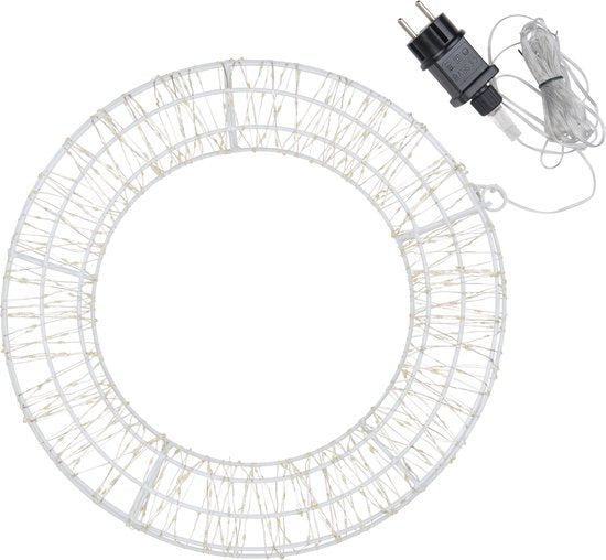 Arti Casa LED-Weihnachtskranz 38cm - Weihnachtsdekoration für Innen und Außen - Mit 480 LEDs und Timer - Weihnachtsdekoration für Tür oder Wand - Weihnachtskranz mit Lichtern - 220-240V