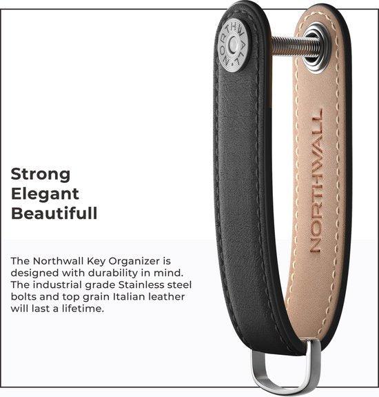 Northwall Schlüsselanhänger / Schlüssel-Organizer - 100% echtes Leder - Schlüssel-Organizer Schlüsselanhänger - 2 bis 7 Schlüssel (schwarz)
