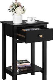 Yaheetech Nachttische 40 × 30 × 61 cm – 2er-Set mit Schublade und offenem Fach, schwarz