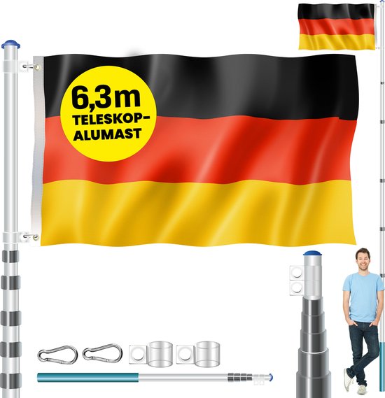 Deuba Fahnenmast - 630cm Deutschland - Teleskop