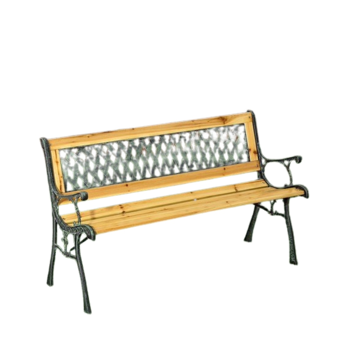 Artlife 2-Sitzer Gartenbank - Pisa Rautenmotiv - Gusseisen - Aspenholz