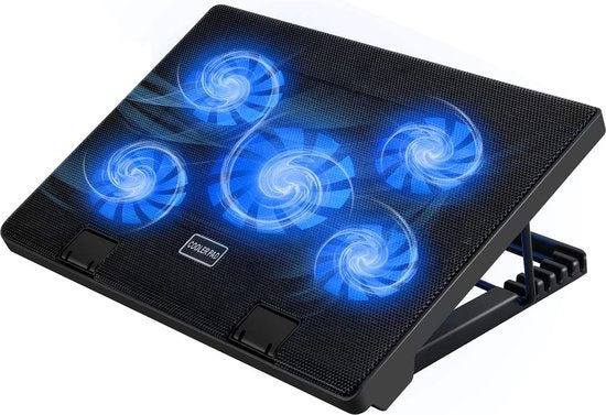 Strex Laptop Kühler Ständer - 5 Lüfter - 3 Kühlmodi - 6 Höhenstufen - Für 10-17 Zoll Laptops - Schwarz