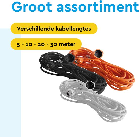 BRASQ Verlängerungskabel 5 Meter Weiß – Verlängerungskabel mit Schutzerdung – Verlängerungskabel für den Innenbereich