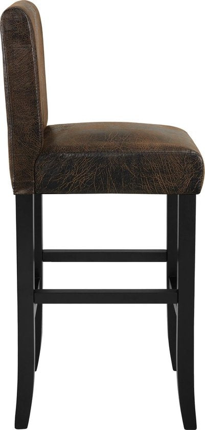 tectake - 2 Barhocker aus Lederimitat altbraun - 403584