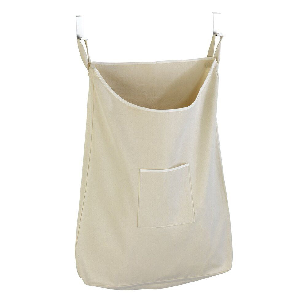 WENKO Canguro Türwaschkorb Beige – 65 l – Baumwolle – mit Edelstahlhaken