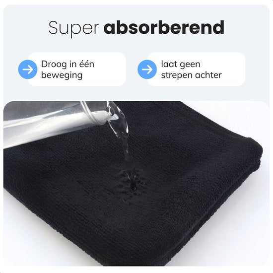 LUFT Mikrofasertücher - 14 Stück - 30x30cm - Geeignet für Fenster, Reinigung, Fenster, Auto - Wischer - Reiniger - Reinigungstücher - Poliertücher - Trockentücher - Spültücher - Schwarz