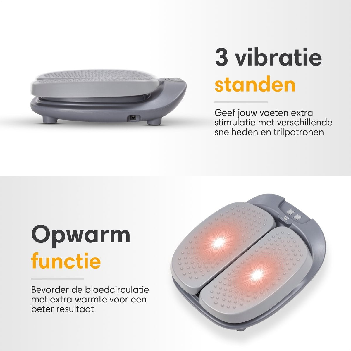 Lifeproducts Fußmassagegerät - mit Wärme-/ Vibrationsfunktion für Blutzikulation - Grau