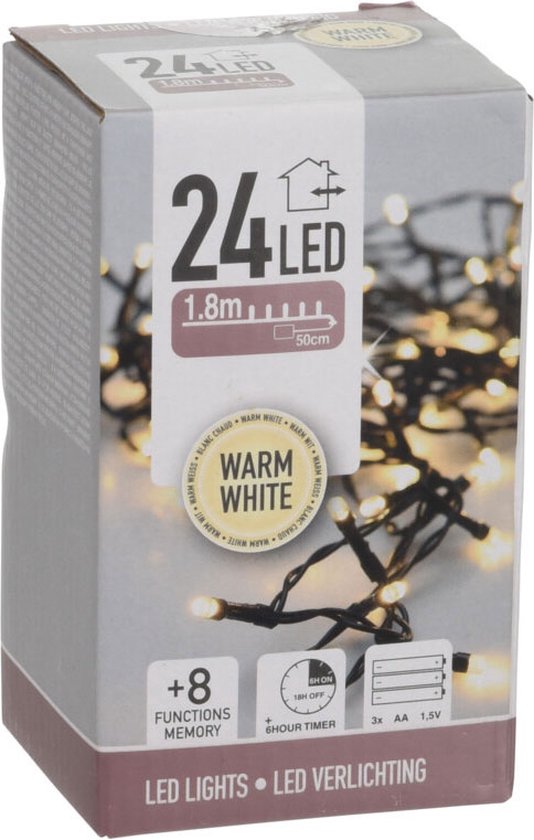 LED-Beleuchtung 24 Warm White (ohne Batterien) auf Timer mit 8 Funktionen