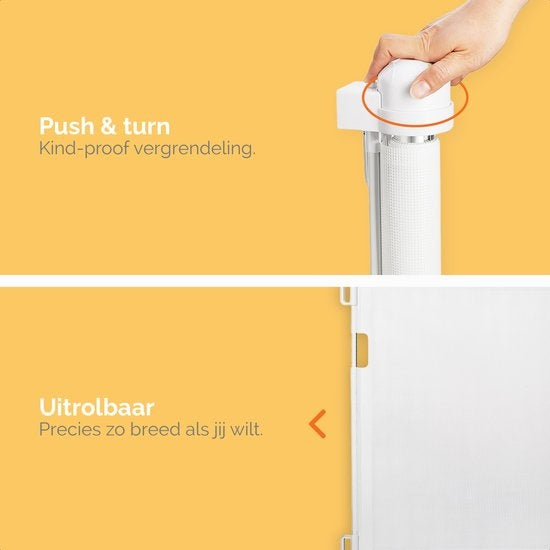 Goliving Sicherheitstor - bis 150 cm - Kindertor - Stabiles Netz - Für Babys und Hunde - Langlebiges Material