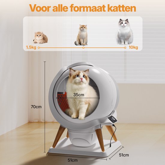 HoneyGuardian Automatic Litter Box XXL - Selbstreinigende Katzentoilette - Elektrische Katzentoiletten - Wasserfest & abwaschbar - mit App - Inkl. Katzenstreu-Matte und 40 Sammelbeutel