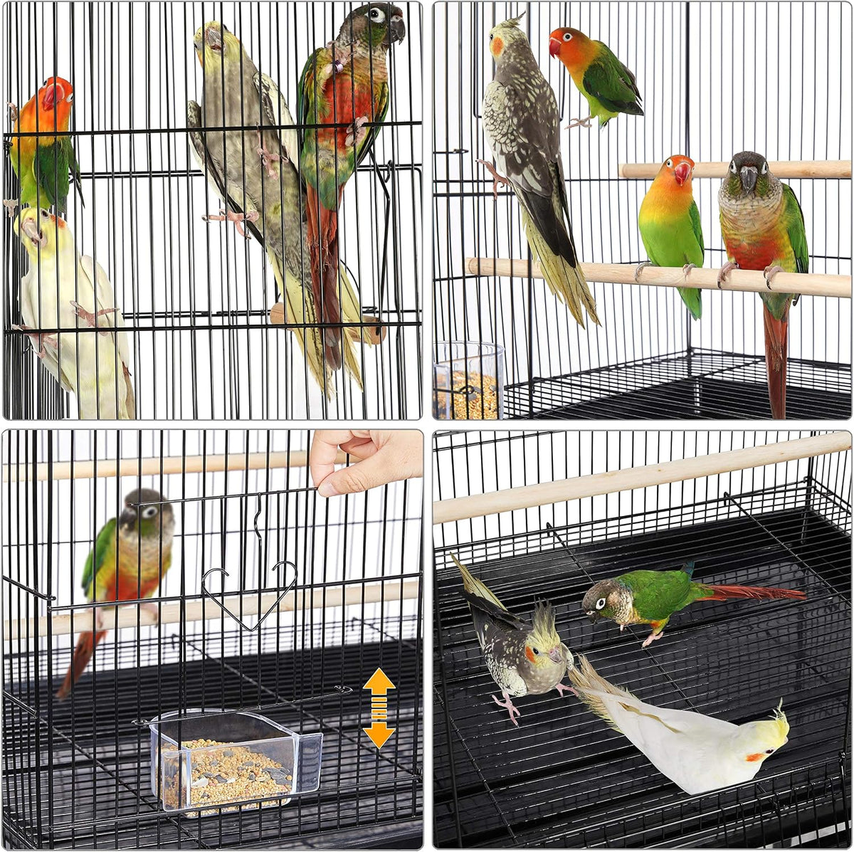 Yaheetech Stapelbarer Vogelkäfig 76 × 45,5 × 45,5 cm – Schwarz – Geräumiger Flugkäfig für Sittiche und kleine Papageien