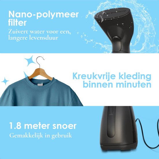 Samako SteamWave Kleidungsdämpfer - Leistungsstarker Handdampfer - Handdampfgerät - Dampfbügeleisen - Kompakt für unterwegs - Schwarz