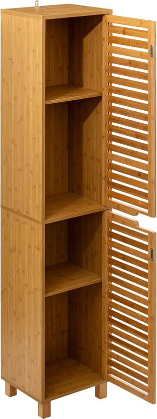 5Five Säulenschrank – hoch – 34 x 24 x 170 cm – Bambus – braun – Badezimmerschrank – Badezimmermöbel