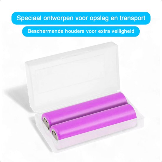 Tech Essentials 18650 wiederaufladbarer Li-Ionen-Akku – 2500 mAh, 3,7 V, 5 A – Lithium – Halterung – Akku – 2er-Pack