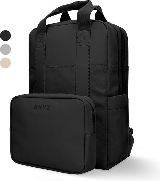 ONYX Rucksack 20L mit Laptop-Fach - Herausnehmbare Organizer-Tasche - Damen und Herren - Laptop-Tasche - Schultasche - Rucksack - Schwarz