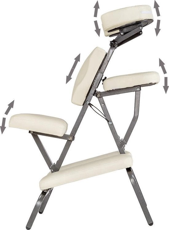 Massagesessel, Behandlungsstuhl mit dicker Polsterung beige inklusive schwarzer Tragetasche