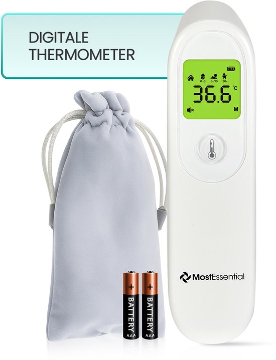 MostEssential Digitales Stirnthermometer – Temperaturmessgerät – Fieberthermometer für Erwachsene, Kinder und Babys – Berührungslos – HW05