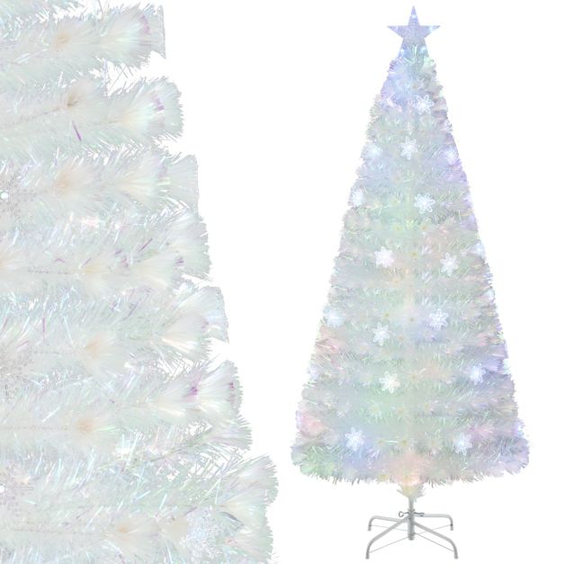 Coast Kunstweihnachtsbaum 180 cm, verschneiter Baum mit LED-Glasfaser-Beleuchtung, 8 Leuchtmodi, CM25341DE