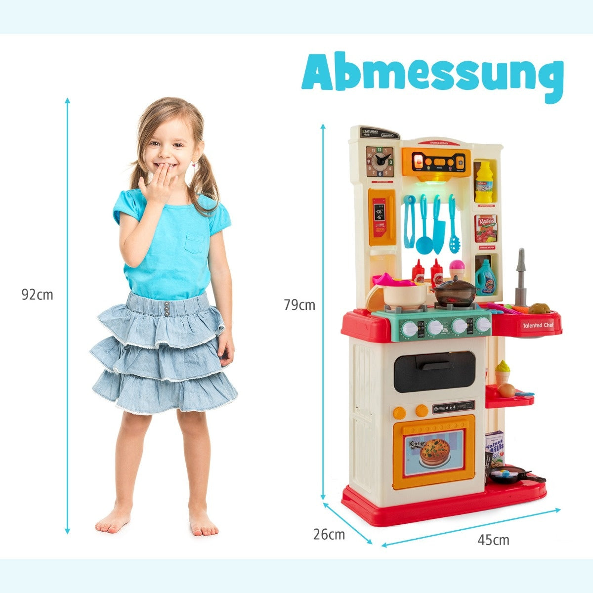 Küste 65 TLG. Leichte Kinderspielküche mit Wasserpumpproze