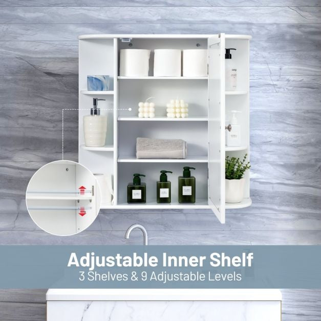 Coast Wandschrank - Mit Spiegeltür und Einlegeböden - 65 x 17 x 63 cm - Weiß