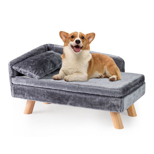Coast Erhöhtes Haustierbett – Hundesofa mit abnehmbarem Kissen und Kopfkissen – Grau – 71 x 43 x 40 cm