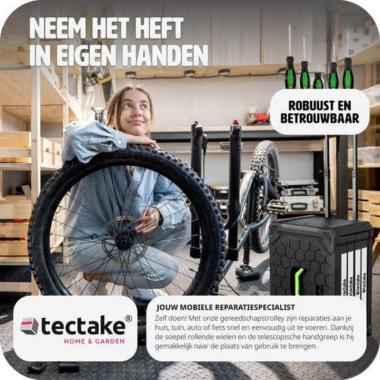 Tectake Werkzeugkoffer - 200-teilig - 4 Schubladen - Trolley - Schwarz