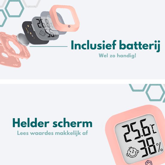 Ease Electronicz Hygrometer - Wetterstation - Luftfeuchtigkeitsmesser - Thermometer für Innenräume - inkl. Batterie und Klebestreifen