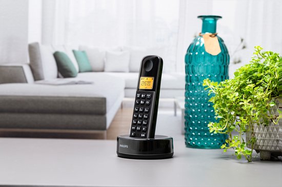 Philips Schnurlostelefon - D1651B/01 - DECT - Haustelefon - Festnetz - Rufnummernerkennung - Störungsfreie Reichweite - Schwarz