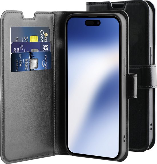 BeHello Bookcover Hülle für iPhone 15 Gel - Schwarz