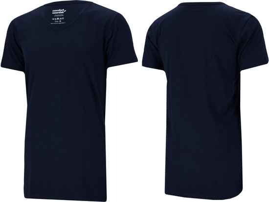 Comfort Essentials - Herren-T-Shirts - Extra lang - Navy XXL - 3er-Pack - V-Ausschnitt - Unterhemd Herren