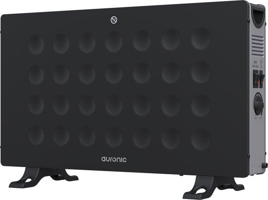 Auronic Konvektor-Heizung - 2000W - Eingebauter Ventilator - Elektrische Heizung - Mit Thermostat - Heizgerät - Schwarz