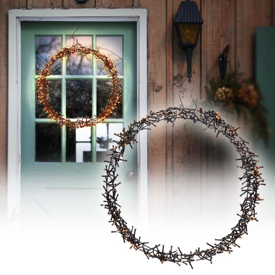 H&S Weihnachtskranz - Ring - Ø48cm - 400 Leds - 8 Einstellungen - Extra Warm White
