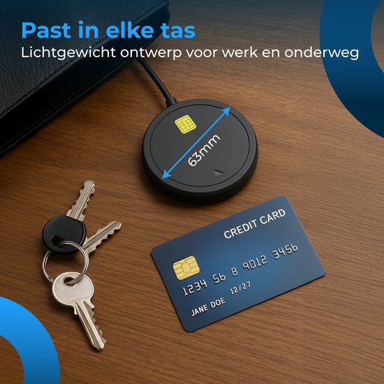 Nuvance ID-Kartenlesegerät – eID-Lesegerät Belgien – Für belgische Personalausweise, Bankkarten und Firmenausweise – USB-Kartenlesegerät