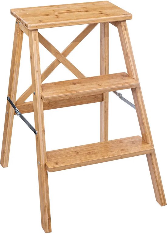 5Five Trittleiter / Hocker / Trittstufe aus Bambus – 3 Stufen