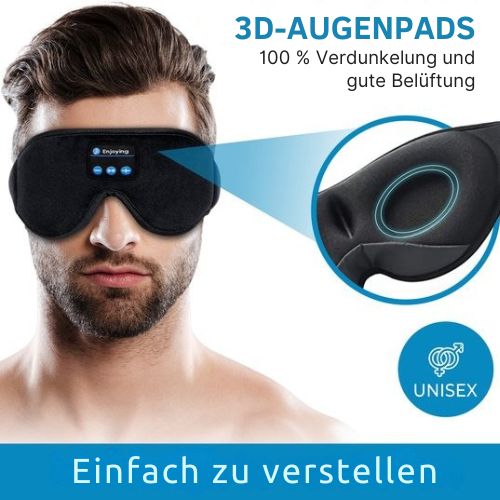 PurelyGoods® - Bluetooth 5.3 Schlafmaske - 3D - 100% Verdunkelung - Frauen und Männer