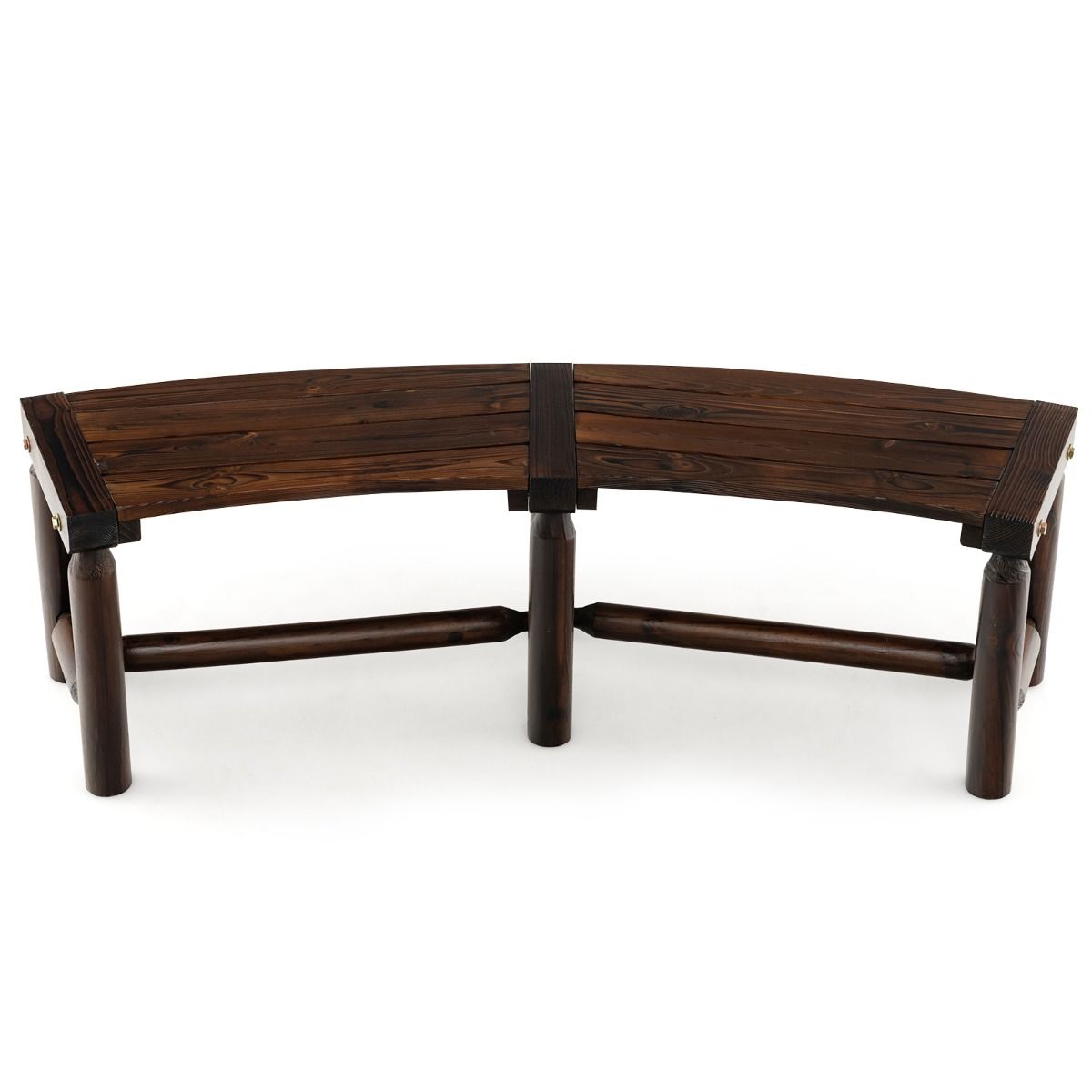 Coast Gartenbank ohne Rückenlehne – geschwungenes Design – 2-3-Sitzer – rustikales Braun 139 x 36 x 41 cm