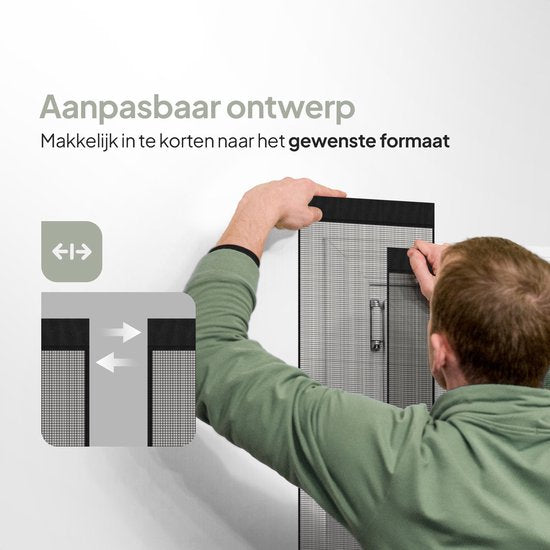 O'DADDY® Fliegengitter Lamellenvorhang - 184x260 cm - Türvorhang - Türtür - Verstellbares Design - Fiberglas - Türgitter Schwarz