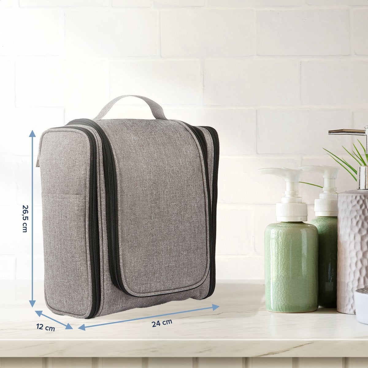 TRVLMORE Kulturtasche XL - Hängend mit Haken - Grau