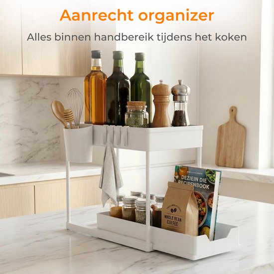 Posity Sink Cabinet Organizer - Kitchen Cabinet Organizer - Sliding Drawer - Cabinet Organizer - Bathroom Organizer - Countertop Organizer - 1 Pull-out Drawer - White