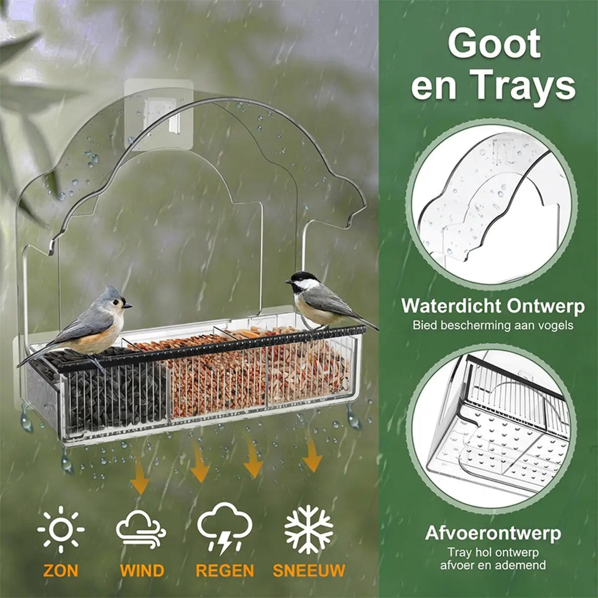 Blinkit 0162 Futterhäuschen für den Fensterrahmen – Acryl – 6 Saugnäpfe