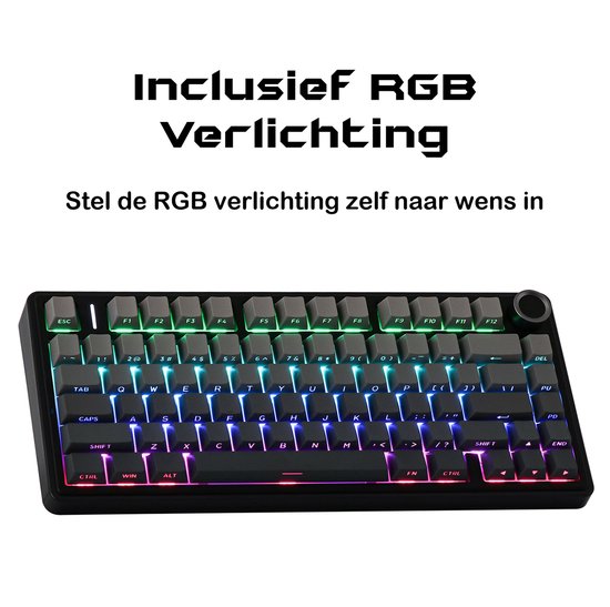 EPOMAKER x AULA F75 – Schwarz/Grau – Mechanische kabellose Tastatur – RGB – 75 % – QWERTY – Gaming-Tastatur – Reaper-Switch