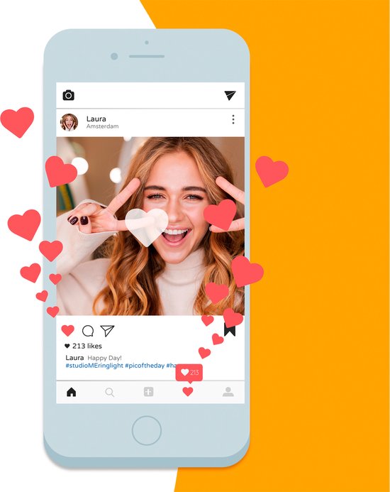 Studio ME Ringleuchte mit Stativ - 10 inch / 26 cm - Ringleuchte - Rose Gold - Tiktok Lampe - Ringleuchte mit Stativ - 30 Lichtstufen - Ringleuchte - inkl. Fernbedienung & Mini-Stativ - Ringleuchten