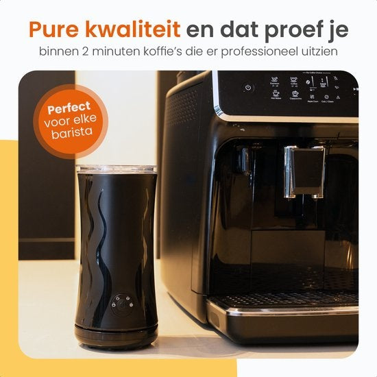 Goliving - Milchaufschäumer elektrisch - 4-in-1 - Heißes und kaltes Aufschäumen - Antihaftbeschichtung - 240 ml - Schwarz
