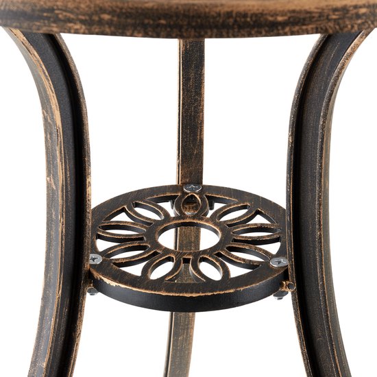 tectake® 2-Personen-Bistro-Set - Vintage Bistro-Tisch mit 2 Bistro-Stühlen - Aluminium-Bistro-Set für Garten, Terrasse oder Balkon - wetterfest - bronzefarben