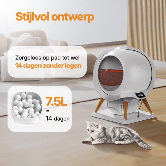HoneyGuardian Automatic Litter Box XXL - Selbstreinigende Katzentoilette - Elektrische Katzentoiletten - Wasserfest & abwaschbar - mit App - Inkl. Katzenstreu-Matte und 40 Sammelbeutel
