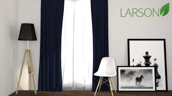 Larson – Luxuriöser, einfarbiger Verdunkelungsvorhang – mit Haken – 1,5 m x 2,5 m – Dunkelblau
