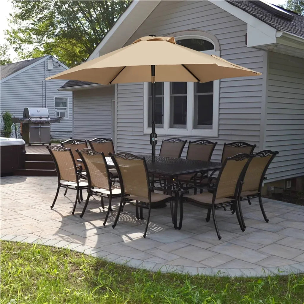 Yaheetech Sonnenschirm - Kippbar - Kurbel - 226 cm - Hellbraun