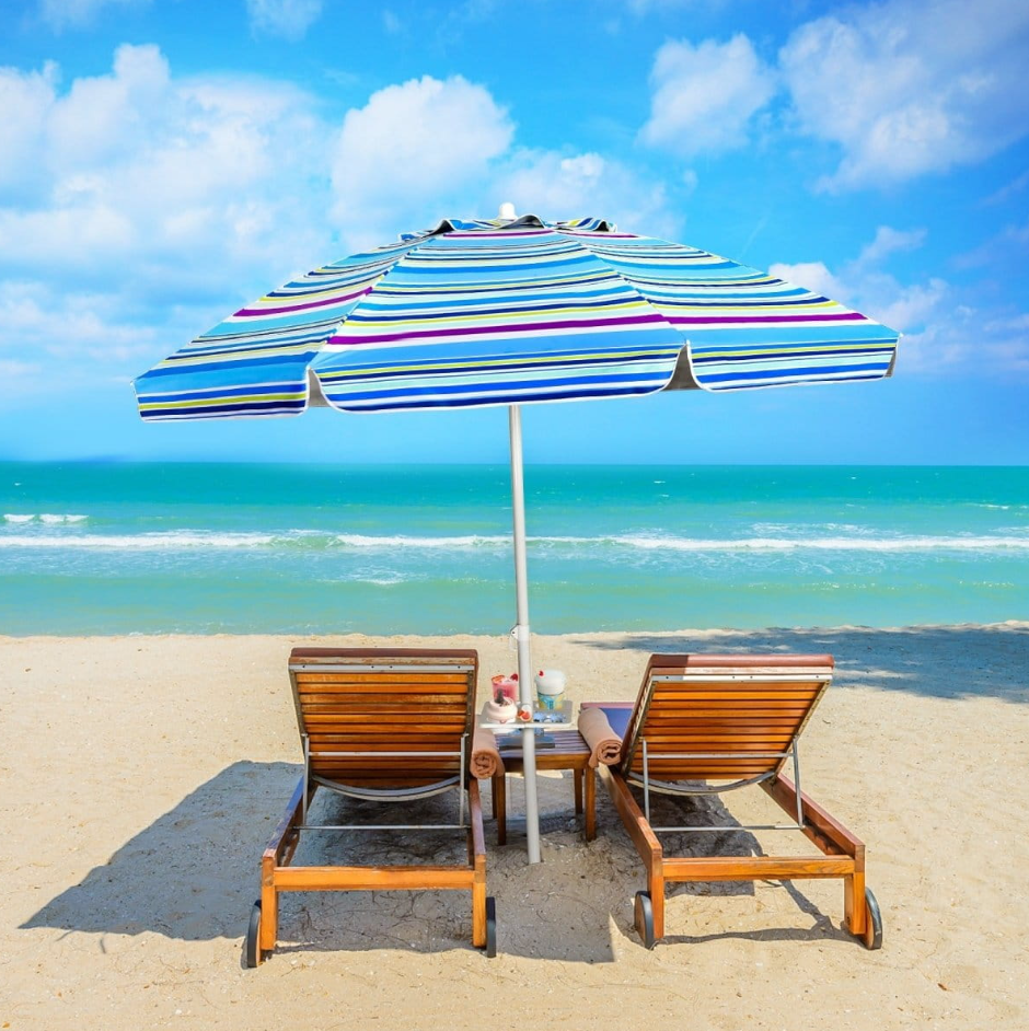 Coast Verstellbarer Sonnenschirm für den Strand - mit Griff - UPF 50+ Schutz - 200 x 220 cm - Blau