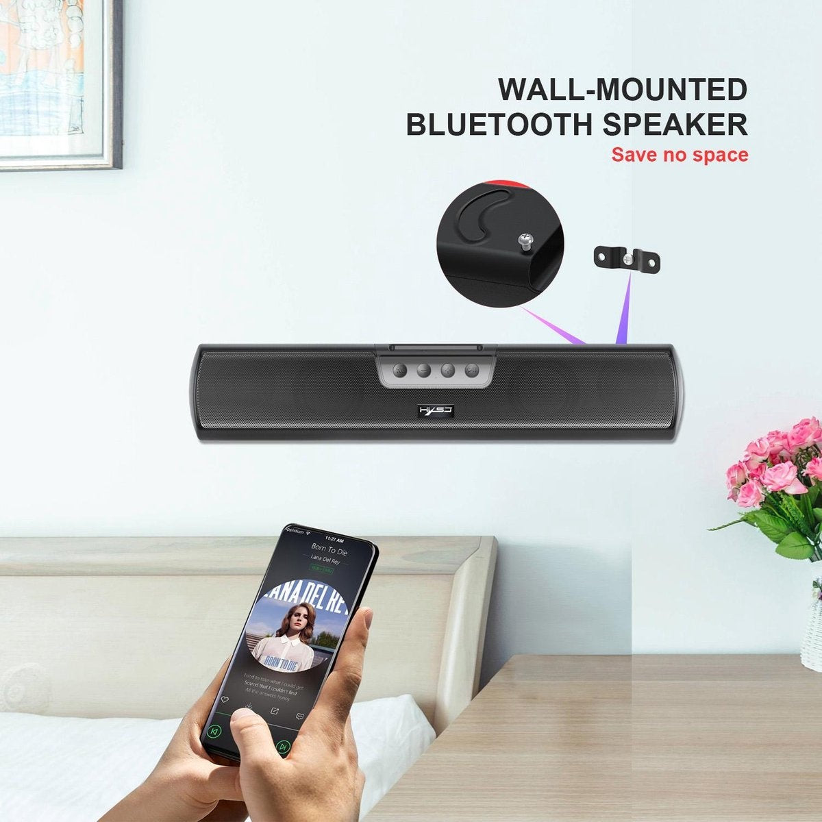 HXSJ Q3 Soundbar PC-Lautsprecher - AUX / Bluetooth kabellos - für Desktop-Computer / Notebooks / Smart TVs / Projektoren - Schwarz
