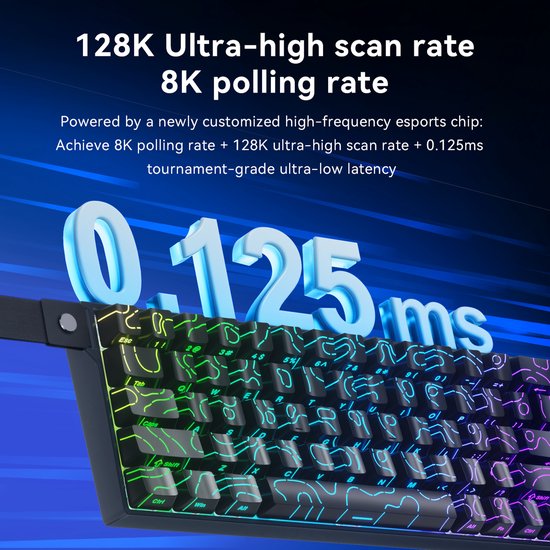 Ajazz AK680 V2 HE – 65 % kabelgebundene Gaming-Tastatur – magnetische Tasten – Hall-Effekt – Rapid Trigger – QWERTY – schwarze Konturlinie